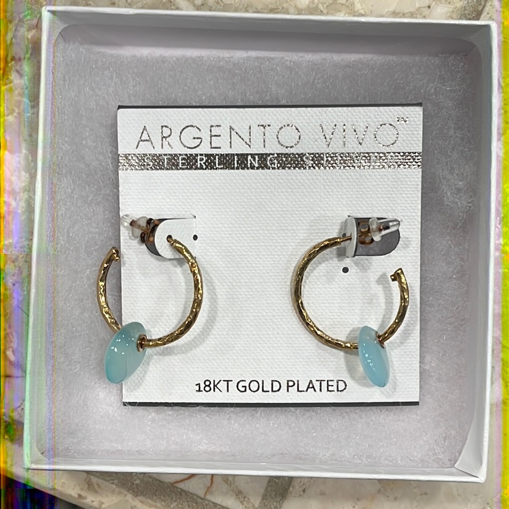 Argento Vivo sterling silver 18k gold plated hoop earrings